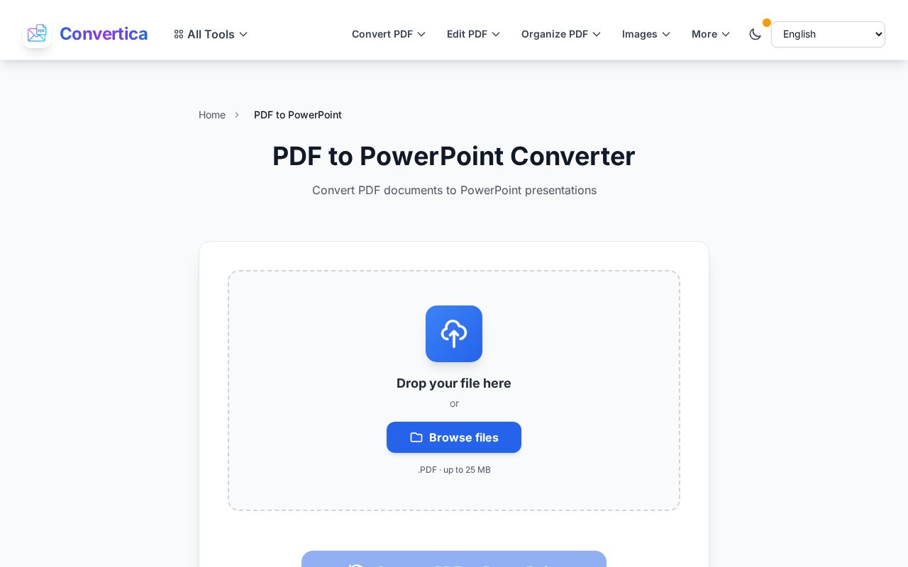 Конвертер PDF в PowerPoint от Convertica с файлом, готовым к конвертации