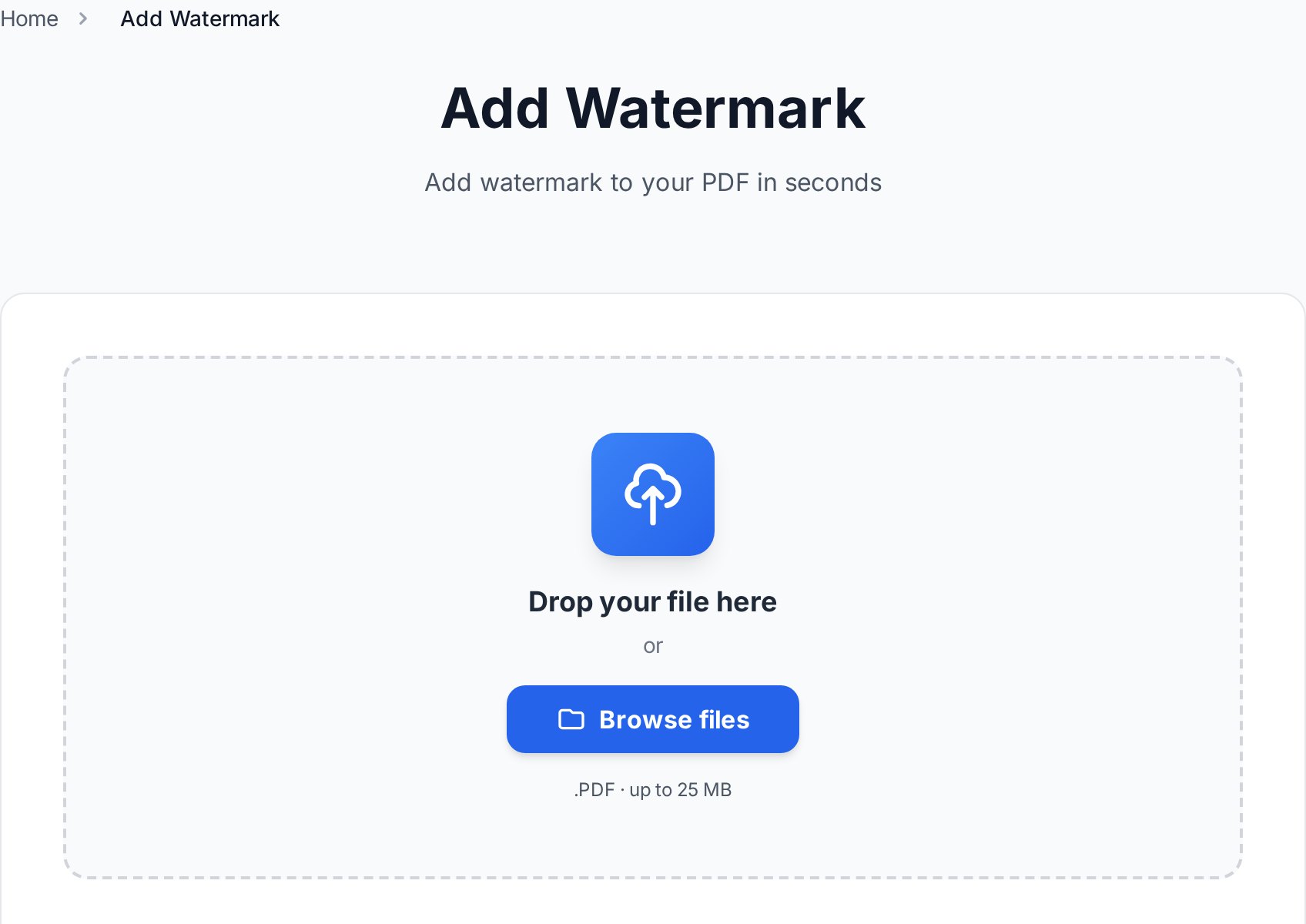 Convertica watermark tool text, opacity, और rotation controls के साथ