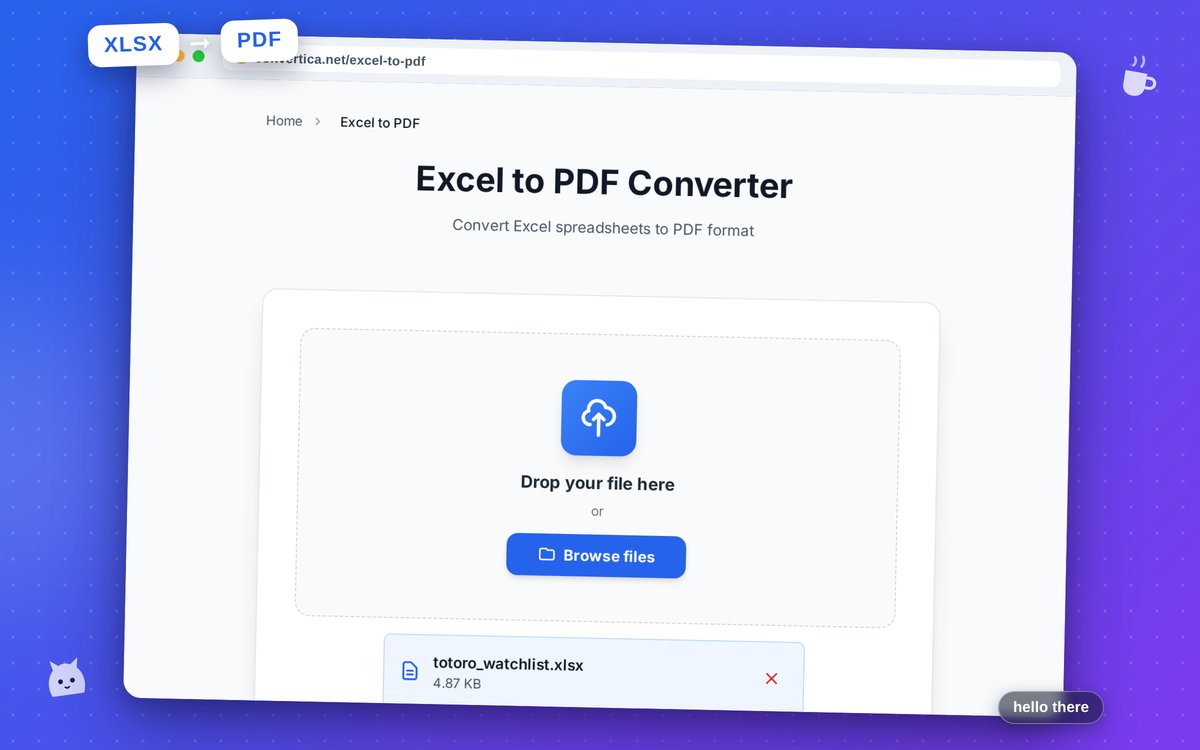 Excel to PDF Converter — interface screenshot