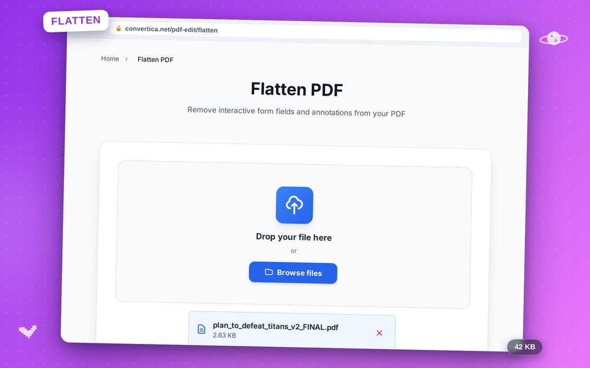 Flatten PDF — interface screenshot