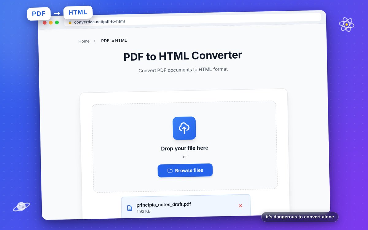 PDF to HTML Converter — interface screenshot