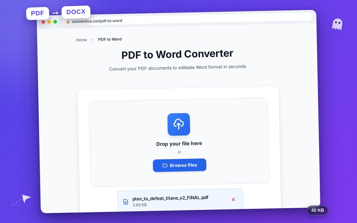 محول PDF إلى Word — لقطة شاشة للواجهة