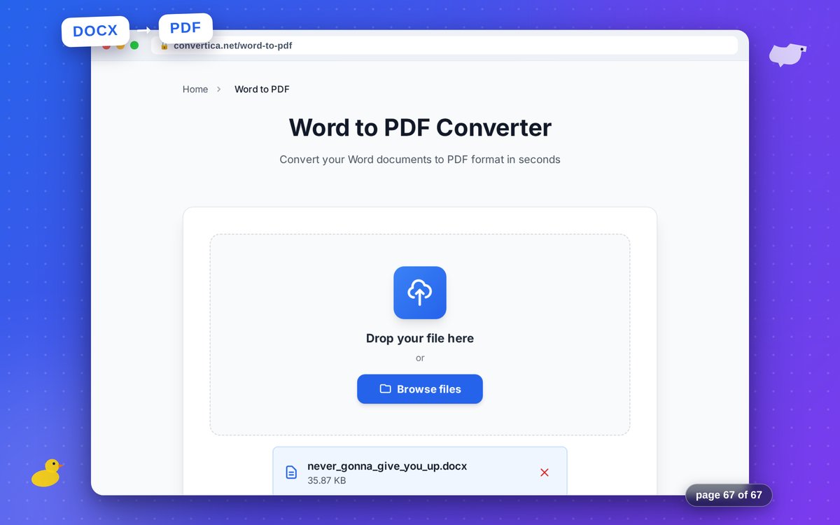 Word to PDF Converter — interface screenshot